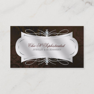 Lavish Dark Chocolate Diamond Damask Swirl Visitekaartje