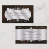 Lavish Dark Chocolate Diamond Damask Swirl Visitekaartje (Voorkant / Achterkant)