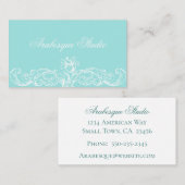Lavish Floral Lijst Wit op Blauw Visitekaartje (Voorkant / Achterkant)