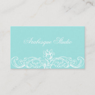 Lavish Floral Lijst Wit op Blauw Visitekaartje