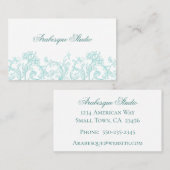 Lavish Floral Robin's Egg Blauw en Wit Visitekaartje (Voorkant / Achterkant)