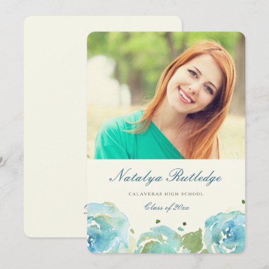 Lavish Florals Afstuderen Aankondiging (Voorkant / Achterkant)