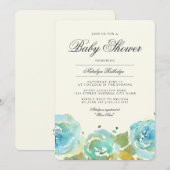 Lavish Florals Baby shower Invitation Kaart (Voorkant / Achterkant)