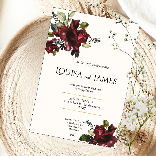 Lavish Florals Wedding Invitation Kaart