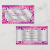 Lavish Fuchsia Lavender Diamond Damask Swirl Visitekaartje (Voorkant / Achterkant)