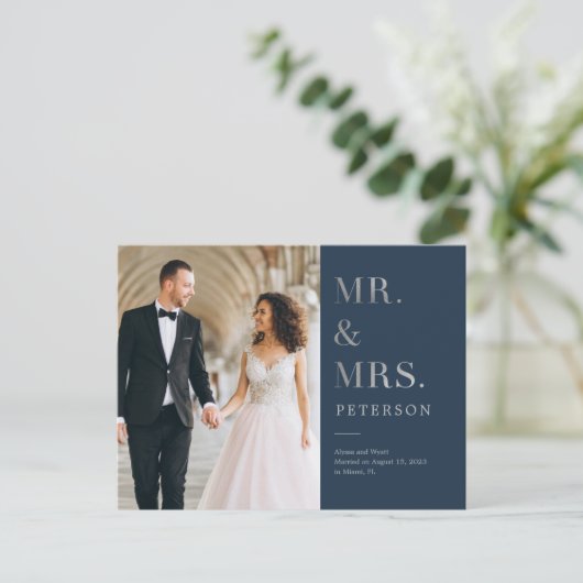 Lavish Glow Silver Wedding Aankondiging Briefkaart (Staand voorkant)