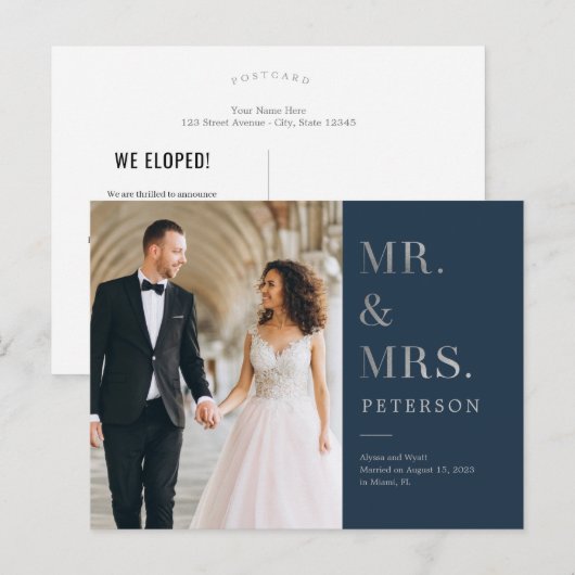 Lavish Glow Silver Wedding Aankondiging Briefkaart (Voorkant / Achterkant)