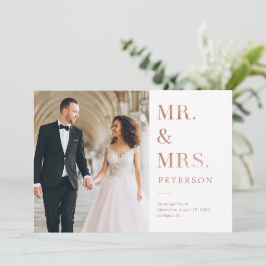 Lavish Glow Wedding Aankondiging Roos Gold (Staand voorkant)