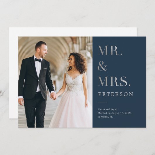 Lavish Glow Wedding aankondiging zilver (Voorkant / Achterkant)