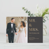 Lavish Glow Wedding Announcement Gold Bedankkaart (Staand voorkant)