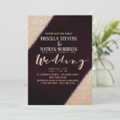 Lavish Gold Glitter Burgundy Waterverf Wedding Kaart (Staand voorkant)