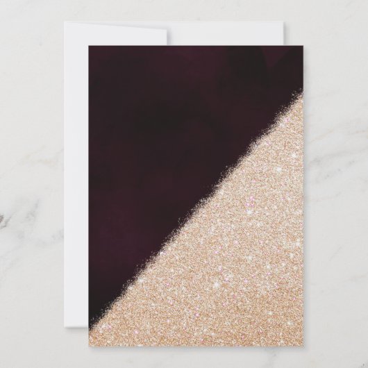 Lavish Gold Glitter Burgundy Waterverf Wedding Kaart (Achterkant)
