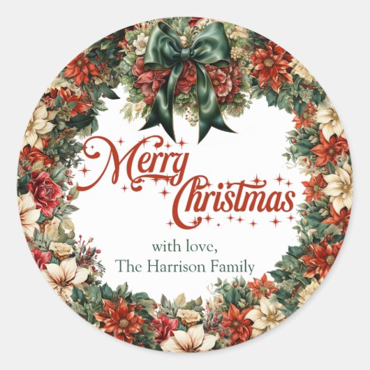 Lavish krans groen lint en lux goud Ronde Sticker (Voorkant)