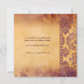 Lavish Lila Grunge Damask Lace Wedding Kaart (Achterkant)