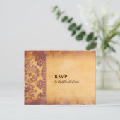 Lavish Lila Grunge Damask Wedding RSVP Briefkaart (Staand voorkant)