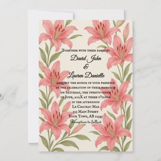 Lavish Lily foto bruiloft uitnodiging (Voorkant)