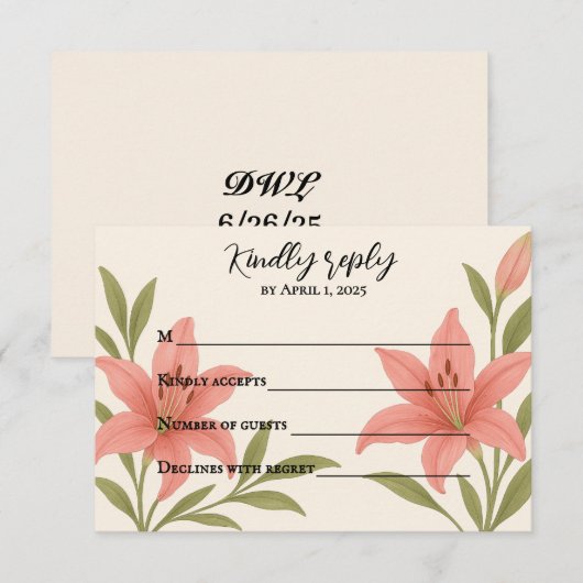 Lavish Lily RSVP Card (Voorkant / Achterkant)