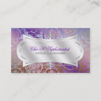 Lavish Mocha Lavender Diamond Damask Swirl Visitekaartje
