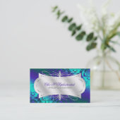 Lavish Paarse Turquoise Diamond Damask Swirl Visitekaartje (Staand voorkant)