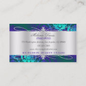 Lavish Paarse Turquoise Diamond Damask Swirl Visitekaartje (Achterkant)
