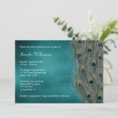 Lavish Peacock Feather Bridal Shower Invitations Kaart (Staand voorkant)