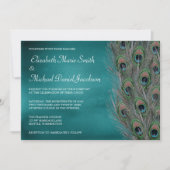 Lavish Peacock Feathers Wedding Invitation Kaart (Voorkant)