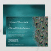 Lavish Peacock Feathers Wedding Invitation Kaart (Voorkant / Achterkant)