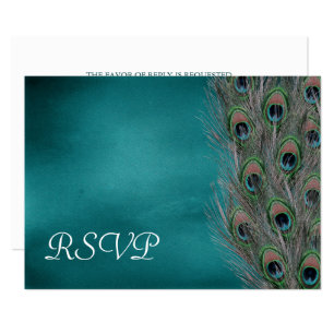 Lavish Peacock Feathers Wedding RSVP-reactiekaart RSVP Kaartje