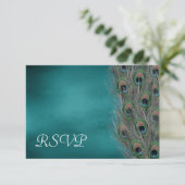Lavish Peacock Feathers Wedding RSVP-reactiekaart RSVP Kaartje (Staand voorkant)