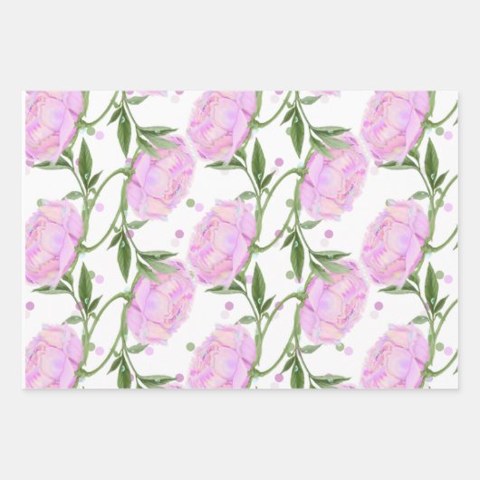 Lavish Peony over bleek groen Inpakpapier Vel (Voorkant 3)