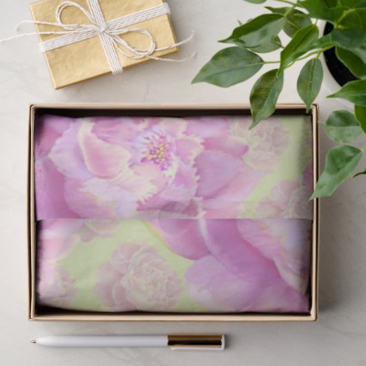 Lavish Peony over bleek groen Tissuepapier (Geschenk)