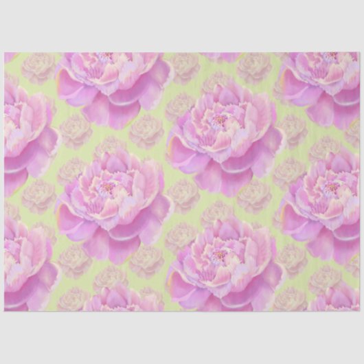 Lavish Peony over bleek groen Tissuepapier (Voorkant)