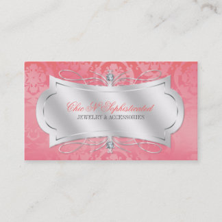 Lavish Pink Diamond Damask Swirl Visitekaartje