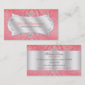 Lavish Pink Diamond Damask Swirl Visitekaartje (Voorkant / Achterkant)