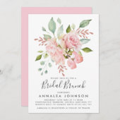 Lavish Pink Roses Bridal Brunch Kaart (Voorkant / Achterkant)