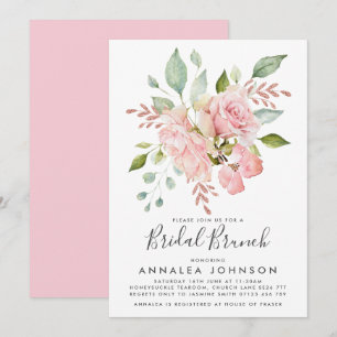 Lavish Pink Roses Bridal Brunch Kaart