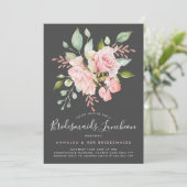 Lavish Pink Roses & Glitter Bridesmaids Luncheon Kaart (Staand voorkant)