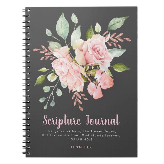 Lavish Pink Roses Personalized Scriptjournaal Notitieboek (Voorkant)