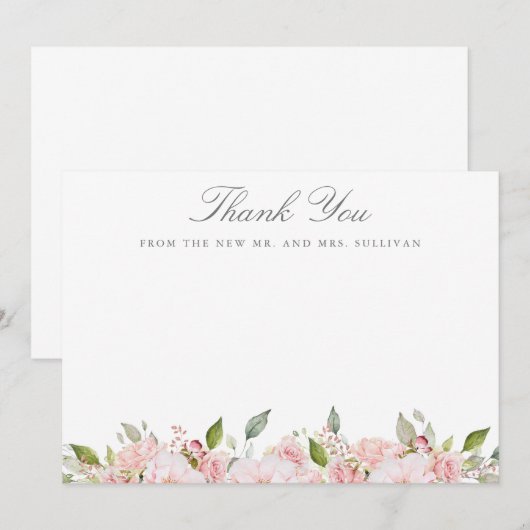 Lavish Pink Roses Wedding Dank je platte Kaart (Voorkant / Achterkant)