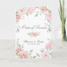Lavish Pink Roses Wedding Folded Booklet