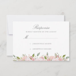Lavish Pink Roses Wedding RSVP Kaartje