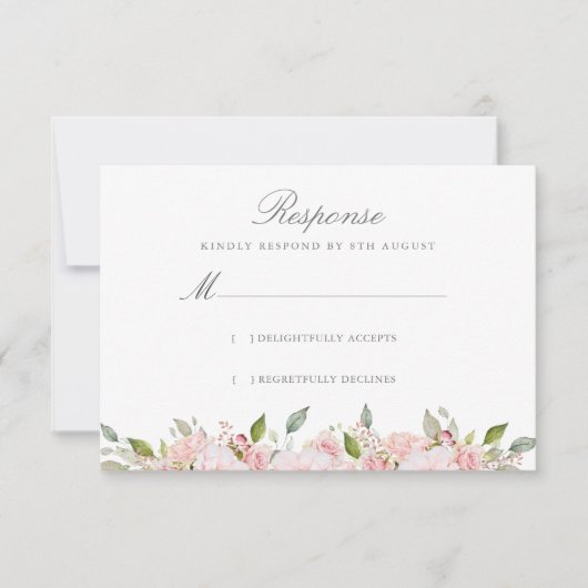 Lavish Pink Roses Wedding RSVP Kaartje (Voorkant)