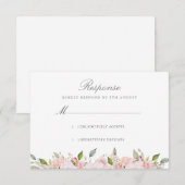 Lavish Pink Roses Wedding RSVP Kaartje (Voorkant / Achterkant)