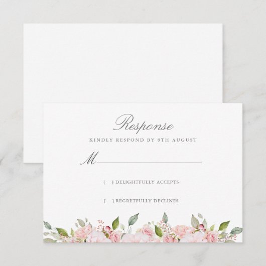 Lavish Pink Roses Wedding RSVP Kaartje (Voorkant / Achterkant)