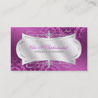 Lavish Plum Diamond Damask Swirl Visitekaartje