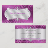 Lavish Plum Diamond Damask Swirl Visitekaartje (Voorkant / Achterkant)