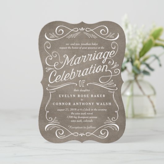 Lavish Scrolls Editable Color Wedding Invitations Kaart (Staand voorkant)