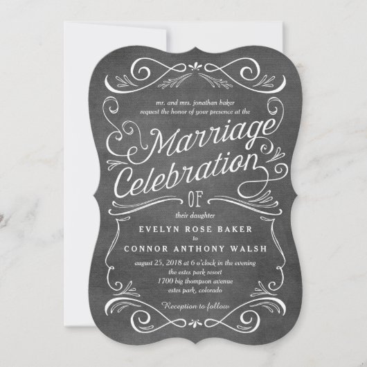 Lavish Scrolls Editable Color Wedding Invitations Kaart (Voorkant)