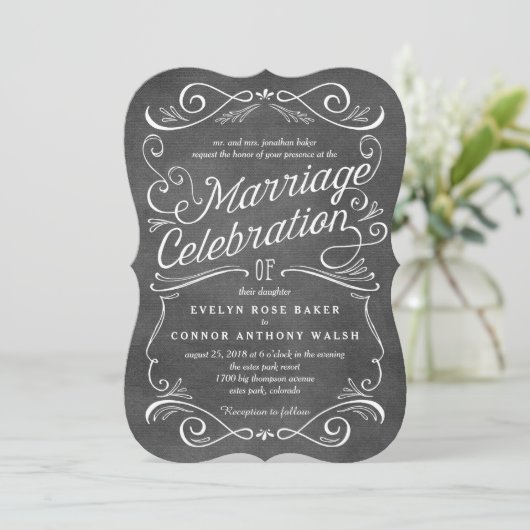 Lavish Scrolls Editable Color Wedding Invitations Kaart (Staand voorkant)