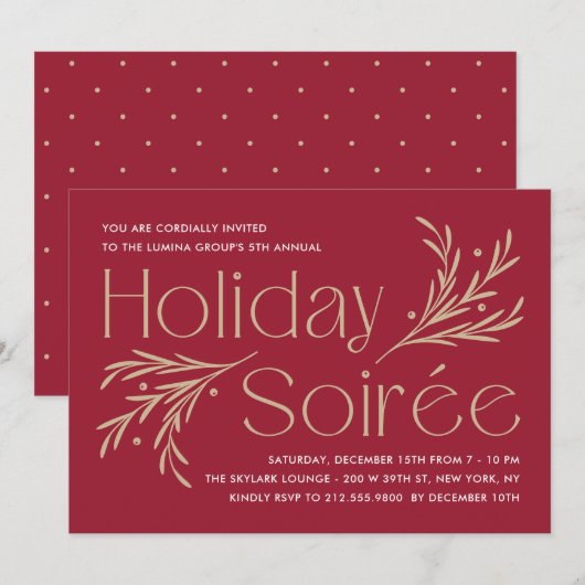 Lavish Soirée Editable Color Holiday Party Invitat Kaart (Voorkant / Achterkant)